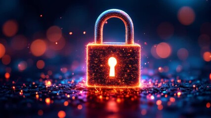 Poster - Glowing Lock with Keyhole Symbol of Security and Protection in Digital Technology World