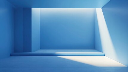 Leinwandbilder - A minimalist abstract blue gradient background with soft lighting.