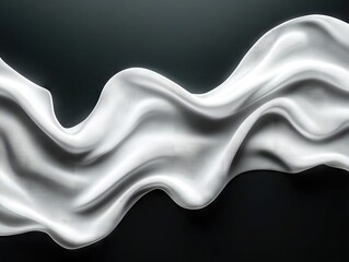 Poster - Flowing white fabric abstract studio digital art minimalist close-up softness and texture exploration