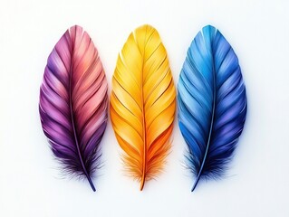 Aufkleber - Colorful feather display studio digital art minimalistic close-up vibrant aesthetics