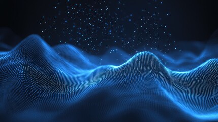 Leinwandbilder - Abstract blue digital waves forming a futuristic technology background.