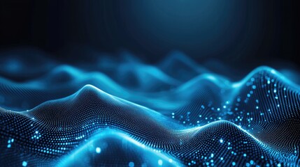 Leinwandbilder - Abstract blue digital waves forming a futuristic technology background.