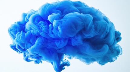 Poster - Blue ink drop dispersing in clear water, creating beautiful swirls.