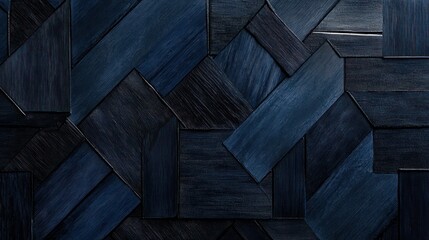 Poster - A close-up view of dark blue geometric patterns creating a visually intriguing texture. Perfect for backgrounds, designs, and modern art projects.