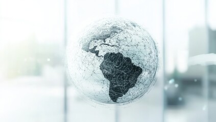 Poster - Global network connection, office background, data visualization