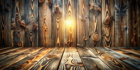 Wall Mural - Rustic Wooden Background with Warm Lighting and Distinctive Grain Patterns Ideal for Product Displays and Design Projects