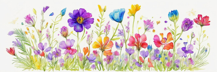 Wall Mural - spring flowers on white background