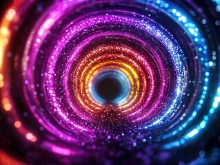 Aufkleber - Vibrant light swirls and sparkles cosmic tunnel digital art abstract space close-up energy visuals