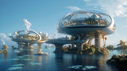 Poster - A utopian city beneath the waves, blending nature and futuristic design.