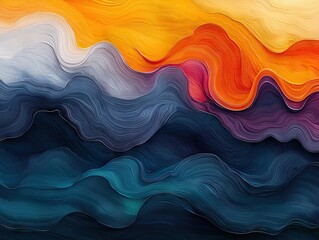 Poster - Dynamic abstract art waves studio digital illustration colorful environment close-up view artistic concept