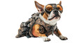 © M - Steampunk Pup: A stylish dog adorned in steampunk goggles and gear, exuding a unique blend of technological flair and canine charm.
