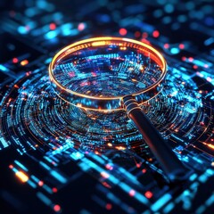 Poster - Digital Data Analysis with Magnifying Glass Concept