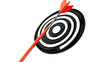 © M - Bullseye Precision: A vibrant red arrow strikes the center of a black and white target, signifying accurate aim and the attainment of goals.