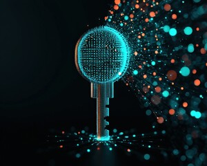 Poster - Digital Key Concept with Data Visualization Elements