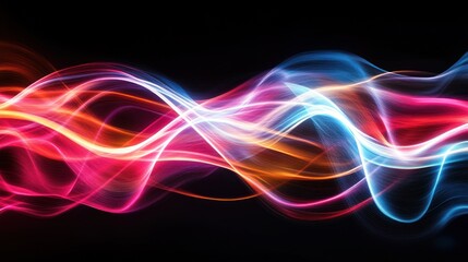 Poster - An abstract composition of vibrant light waves in various colors, showcasing the beauty of energy and motion against a black backdrop.