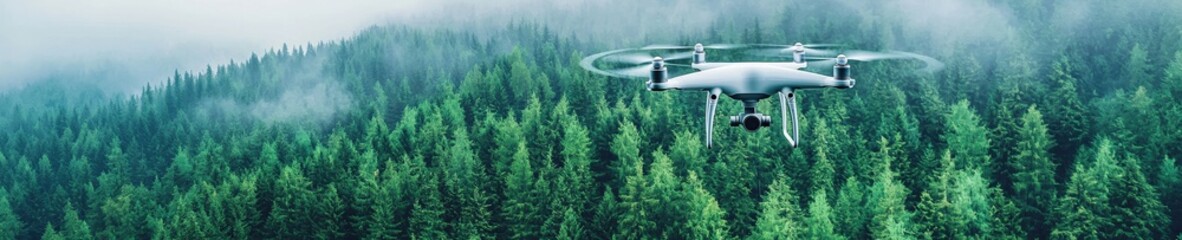  Drone Flying Over Lush Green Forest Landscape