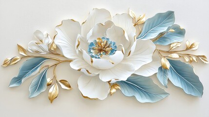 A stunning white flower complemented by vibrant blue leaves.