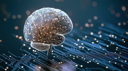 Poster - Futuristic Brain with Circuit Design and Lights