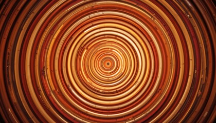 Poster - Abstract concentric spiral pattern with warm orange and gold tones