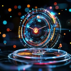 Poster - Futuristic Clock Abstract Digital Design