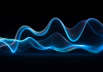 Wall Mural - a captivating abstract image of a bright blue wave of light, dynamically curving across a dark backd