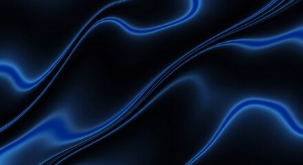 Wall Mural - flowing blue light trail forming an abstract wave, illuminated against a dark, dramatic background