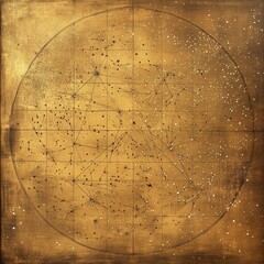detailed celestial map showcasing constellations against a golden background