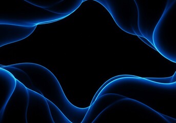 Wall Mural - dynamic blue light trail forming an abstract wave against a dark backdrop, suggesting movement and i