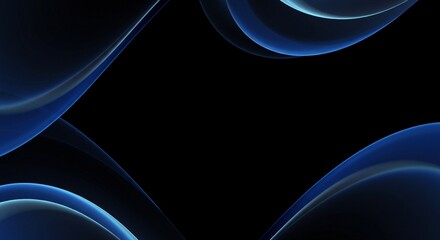 Wall Mural - modern abstract design featuring a dynamic blue wave of light against a deep, dark backdrop