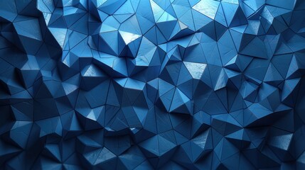 Poster - Blue geometric surface with 3d polygonal shapes and shadows