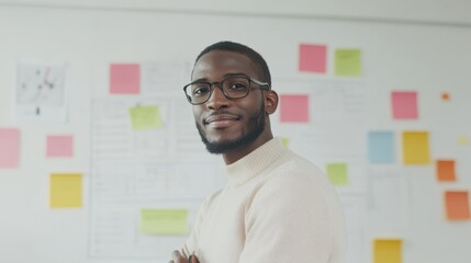 A motivational coach inspiring a young entrepreneur in a startup office,