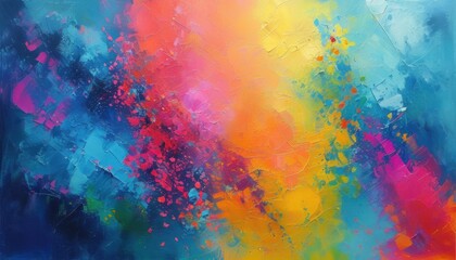 Poster - Vibrant abstract painting with bold colors and dynamic brushstrokes