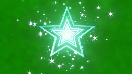 Wall Mural - glowing starry night: a radiant five-pointed star shines amidst a cascade of twinkling lights agains