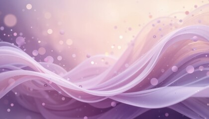 Poster - abstract pastel waves with floating particles in soft pink and purple tones