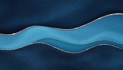 Poster - Elegant abstract design of wavy blue and gold lines on dark background
