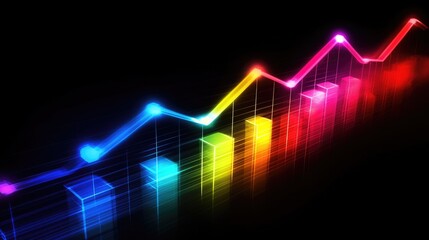 Poster - Vibrant Rainbow Growth Chart,  Illustrating  Financial Success and Upward Trend
