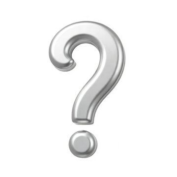 3d Rendering of a Shiny Silver Question Mark on a Transparent Background