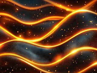 Aufkleber - Dynamic waves of light and sparkles abstract art digital environment vibrant colors close-up view