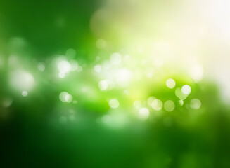 Wall Mural - soft green backdrop with bokeh lights creating a dreamy, ethereal effect. bright white spots add lum