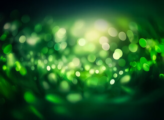 Wall Mural - soft green bokeh lights create a dreamy abstract background with a blurred effect and a bright centr