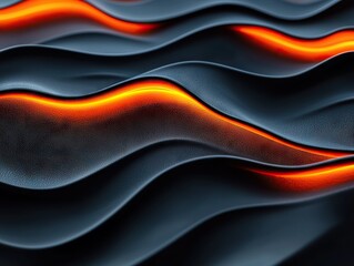 Aufkleber - Dynamic flow of lava-like waves abstract art digital illustration dark background close-up fluid motion