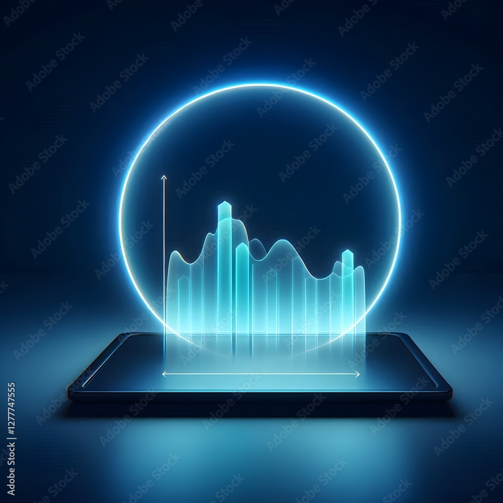 growth chart with glowing bar graphs rising against a dark, slightly ...