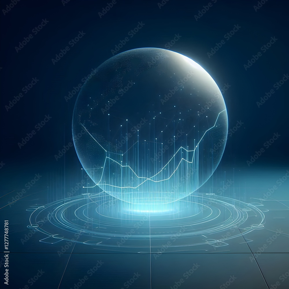 growth chart with glowing bar graphs rising against a dark, slightly ...