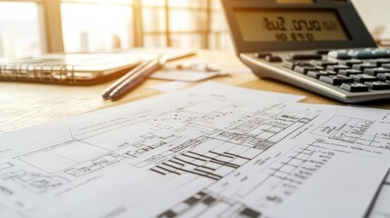 Poster - A high-resolution image showing a construction project's financial plan, with detailed cost estimations, charts, and a budget breakdown.