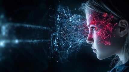 Fototapete - Visual art of cybernetic enhancements a close-up in a futuristic sci-fi digital realm