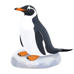 Wall Mural - Gentoo Penguin on Ice Floe - Antarctic Wildlife Illustration.