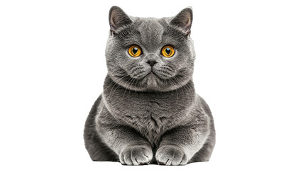 Wall Mural - Gray cat with bright yellow eyes sits