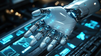 Poster - Futuristic Robotic Hand Reaching Out, A Glimpse into Advanced Technology
