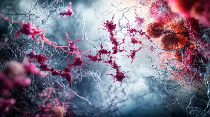 Leinwandbilder - Synthetic biology visualization a stunning exploration of cellular structures in nature's dynamic environment