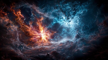 Poster - Interstellar human migration journey cosmic realm digital art surrealism aetherial landscape visionary concept